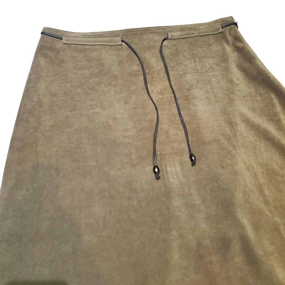 Ojai Clothing Faux Suede Skirt Size 12 Brown Green Bohemian Boho Western Y2K Vtg - Picture 3 of 8